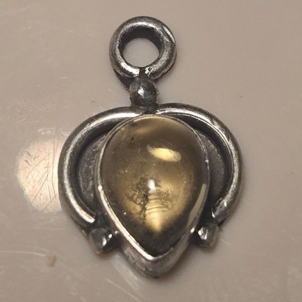 Boho Yellow Vintage Sterling Silver Pendant
